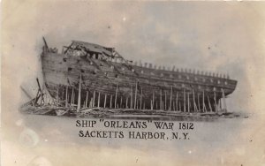 J48/ Sacketts Harbor New York RPPC Postcard c1910 Ship Orleans War 1812  145