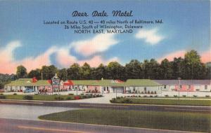 North East Maryland Deer Dale Motel Street View Linen Antique Postcard K15704