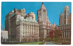 Skyline, Battery Park, Customs House, New York City, 1957 Mailed Plastichrome