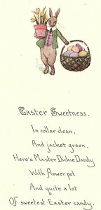 C.1910 Easter Anthropomorphic Rabbit Master Dickie Dandy Poem Postcard F48