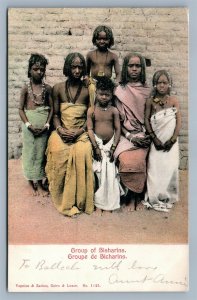 EGYPT GROUP OF BISHARINS ANTIQUE POSTCARD Bishari tribe