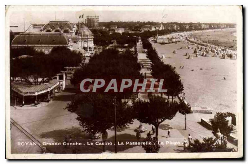 Old Postcard Royan Conche Grande Casino La Passerelle The Beach