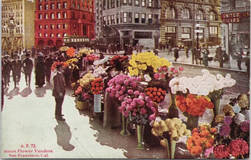 Street Flower Vendors San Francisco CA California Colorful Unused Postcard F7