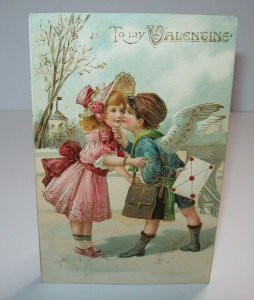 Valentines Day Postcard Angel Boy With Wings 6217 6221 Embossed German