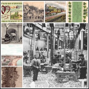 British lot of 8, Woolwich London Rail Train etc vintage postcard L556