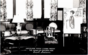 RPPC Postcard IN Brook Hazelden Farm Living Room Writer George Ade Home 1940s Z9