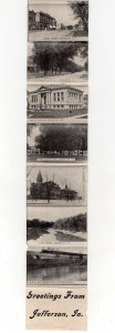 Jefferson Iowa Greetings Fold Out Views Embossed Airbrushed Postcard AA74596