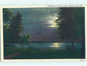 Linen LAKE SCENE Winona Lake - Wayne Indiana IN hp6595