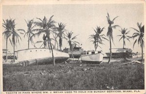 Miami Florida Yachts in Park Disaster Scene Vintage Postcard AA83762