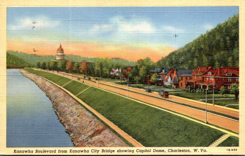 West Virginia Charleston Kanawah Boulevard From Kanawha City Bridge Showing C...