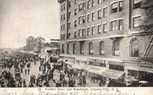 Vintage Postcard 1908 Young's Hotel & Boardwalk Atlantic City New Jersey I&M Pub