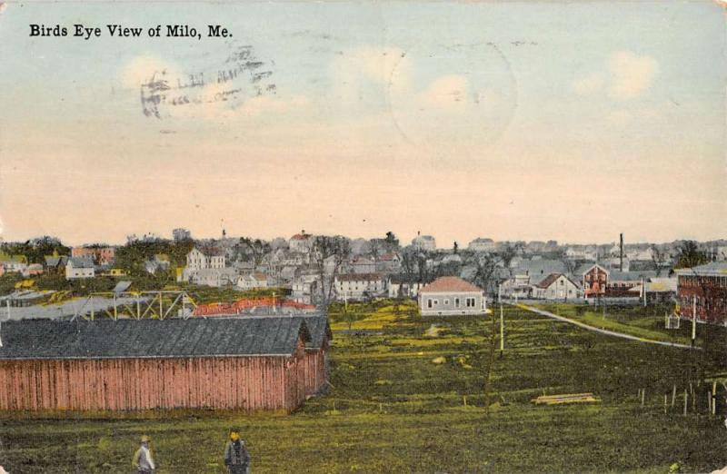 Milo Maine Birdseye View Of Town Antique Postcard K13315