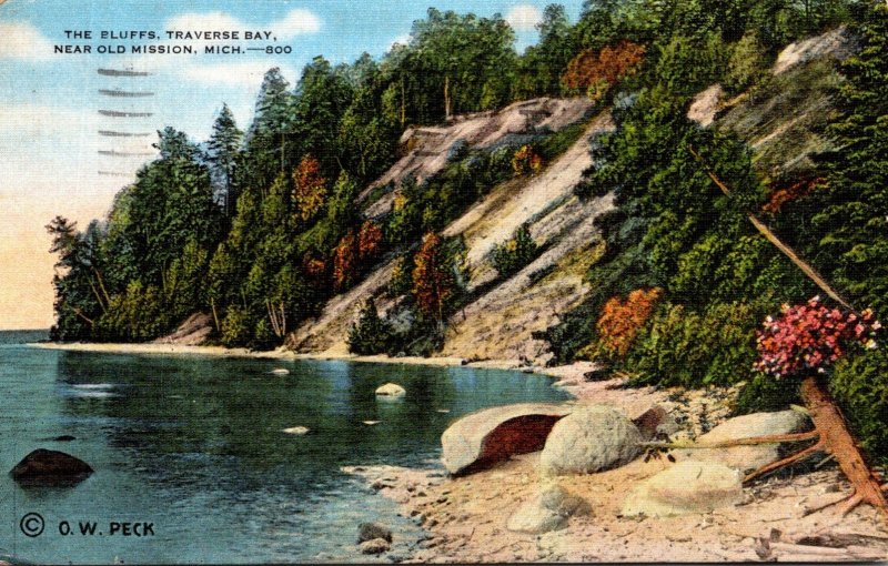 Michigan Traverse Bay The Bluffs Near Old Mission 1951