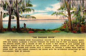 The Legend of the Singing River, Pascagoula, Mississippi Linen Postcard