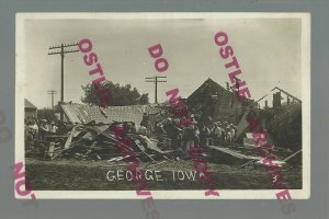 George IOWA RPPC c1910 FIRE RUINS Main Street nr Rock Rapids Sibley Sheldon #2