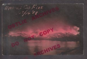 Oshkosh WISCONSIN RPPC 1908 FIRE Flames MORGAN COMPANY at NIGHT Colored WI KB