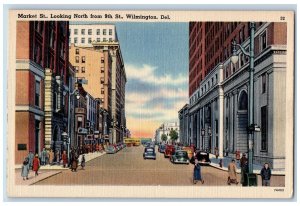 c1940's Market Street Looking North Downtown People Wilmington Delaware Postcard
