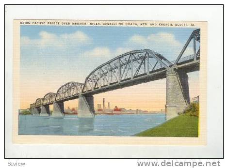 Union Pacific Bridge Over Missouri River, Connecting Omaha, Neb, and Council ...