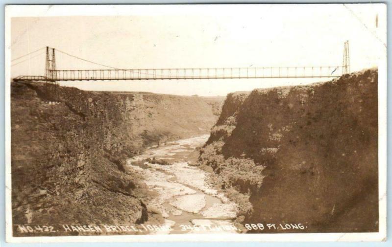 RPPC  SOUTHERN IDAHO, ID  ~ HANSEN BRIDGE over Snake River c1920s-40s  Postcard