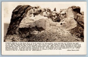 Black Hills South Dakota Postcard Rushmore Memorial Mountain c1940 RPPC Vintage