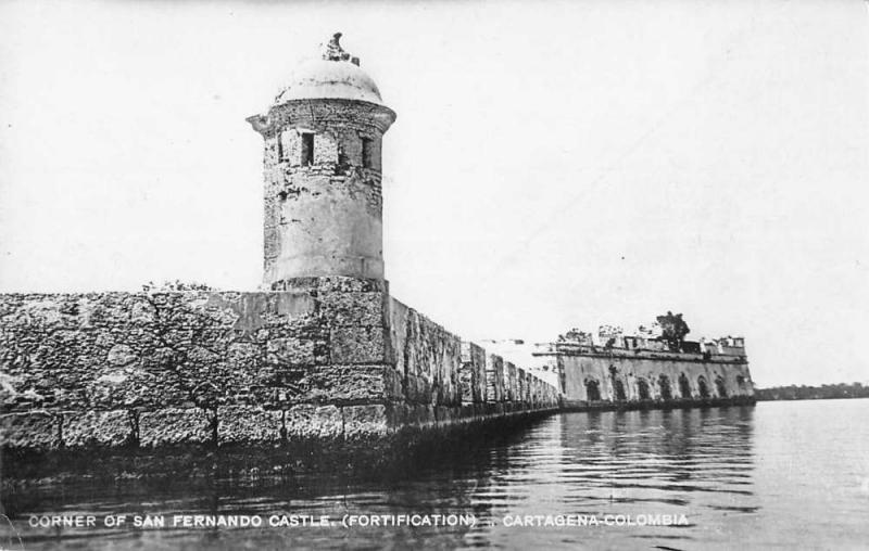 Cartagena Colombia San Fernando Castle Real Photo Antique Postcard J45985