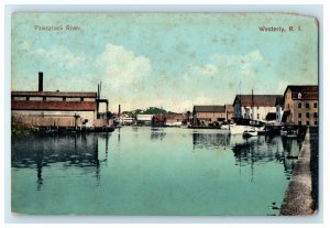 1909 Pawcatuck River, Westerly, Rhode Island RI Antique Postcard