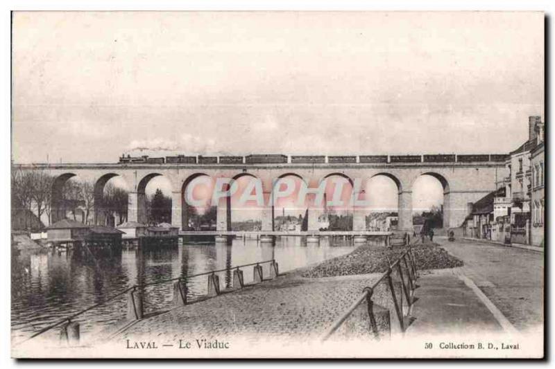 Old Postcard Laval the train viaduct