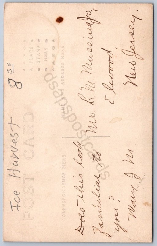 K44/ Interesting RPPC Postcard c1910 Ice House Blocks Ramp Occupational 379