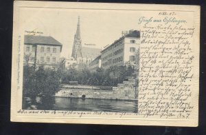 1902 GRUSS AUS ESSLINGEN GERMANY VINTAGE POSTCARD NICE STAMP