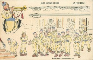 Postcard 1913 French Military Reveille Comic humor 23-294