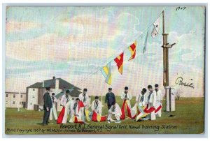 1907 General Signal Drill Naval Training Station Newport RI Antique Postcard 