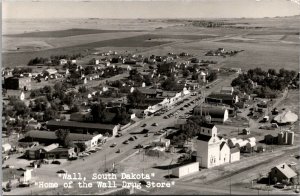 RPPC Aerial View Town of Wall SD Vintage Postcard V69