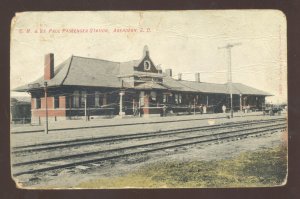 ABERDEEN SOUTH DAKOTA SD RAILROAD DEPOT TRAIN STATION VINTAGE POSTCARD