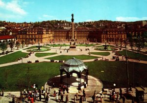 VINTAGE CONTINENTAL SIZE POSTCARD CROWDS GATHERED STUTTGART GERMANY