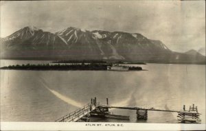 Atlin BC British Columbia Harbor & Steamer c1920s Real Photo Postcard