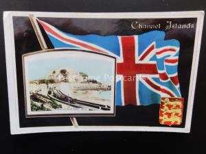 Channel Islands JERSEY Gorey & Mount Orgueil UNION JACK FLAG c1910 by Astrophot