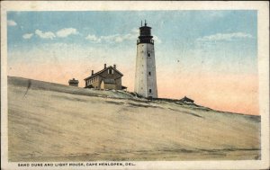 Cape Henlopen Delaware DE Sand Dune and Lighthouse Vintage Postcard