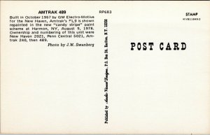 postcard Amtrak 489 train in Harmon, NY