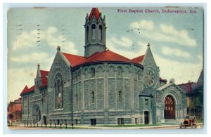 1911 First Baptist Church, Indianapolis, Indiana IN Posted Antique Postcard 