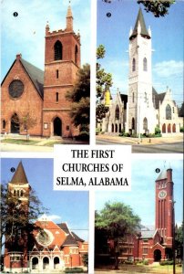 AL, Alabama FIRST CHURCHES Of SELMA  Episcopal~Baptist~Methodist+ 4X6 Postcard