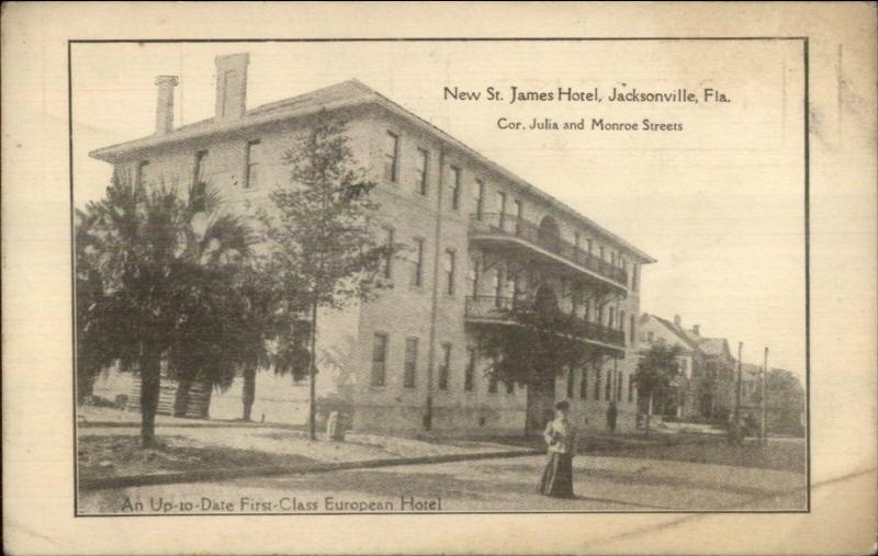 Jacksonville FL New St. James Hotel c1910 Postcard