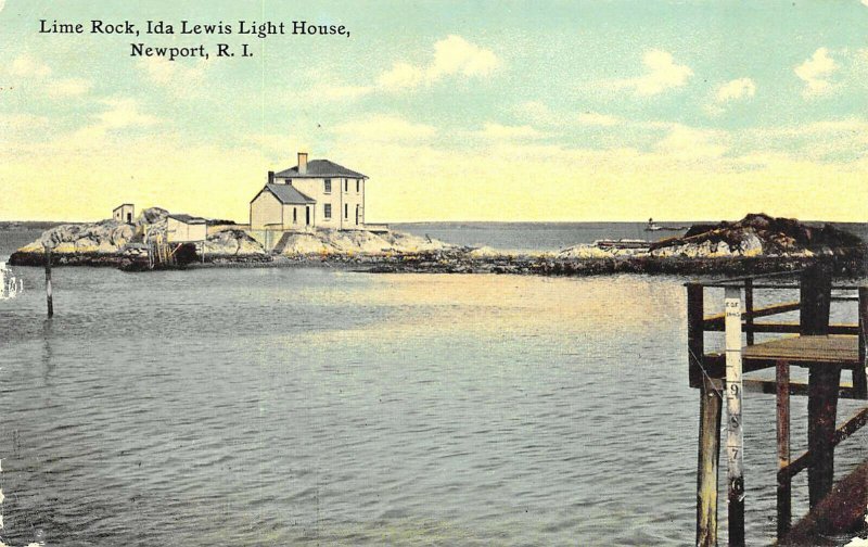 Newport RI Lime Rock, Ida Lewis Lighthouse Postcard