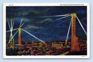Sky Ride Century of Progress Exposition Chicago IL 1933 Linen Postcard Q4