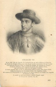 Charles VII of France portrait vintage postcard