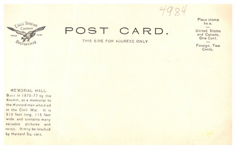 Massachusetts Harvard Memorial Hall