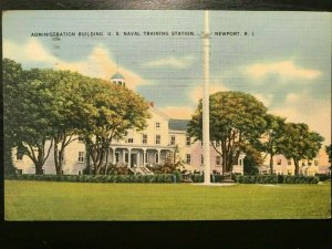 Vintage Postcard 1943 Admin Building U.S. Naval Training Station Newport RI