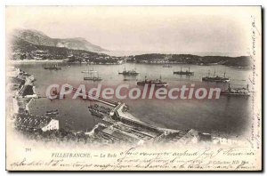 Old Postcard Villefranche-sur-mer harbor