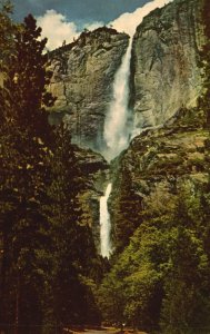 Vintage Postcard Yosemite Falls Upper Falls High Waterfall Attraction California