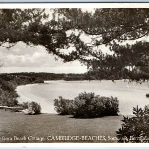 c1938 Cambridge Beaches, Bermuda RPPC Bathing Beach Boat Cottage Somerset A362