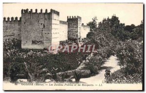 Old Postcard Oudjda Public Gardens and the ramparts